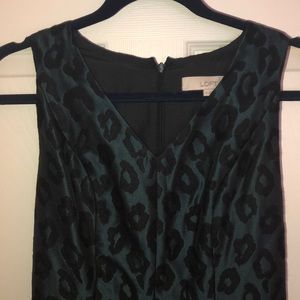 Loft Green Leopard Skater Dress